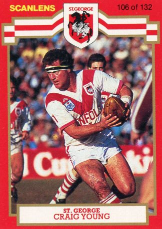 1986 Scanlens Common Card - Base 106 Craig Young St George Dragons