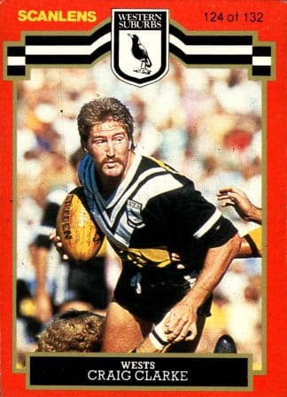 1986 Scanlens Common Card - Base 124 Craig Clarke Western Suburbs Magpies