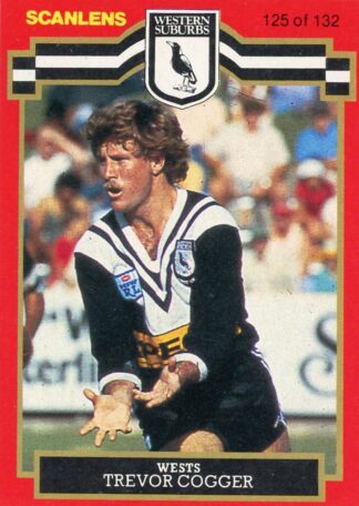 1986 Scanlens Common Card - Base 125 Trevor Cogger Western Suburbs Magpies