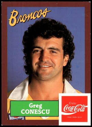 1989 Coca-Cola Promotional Card - Card 03 Greg Conescu Brisbane Broncos