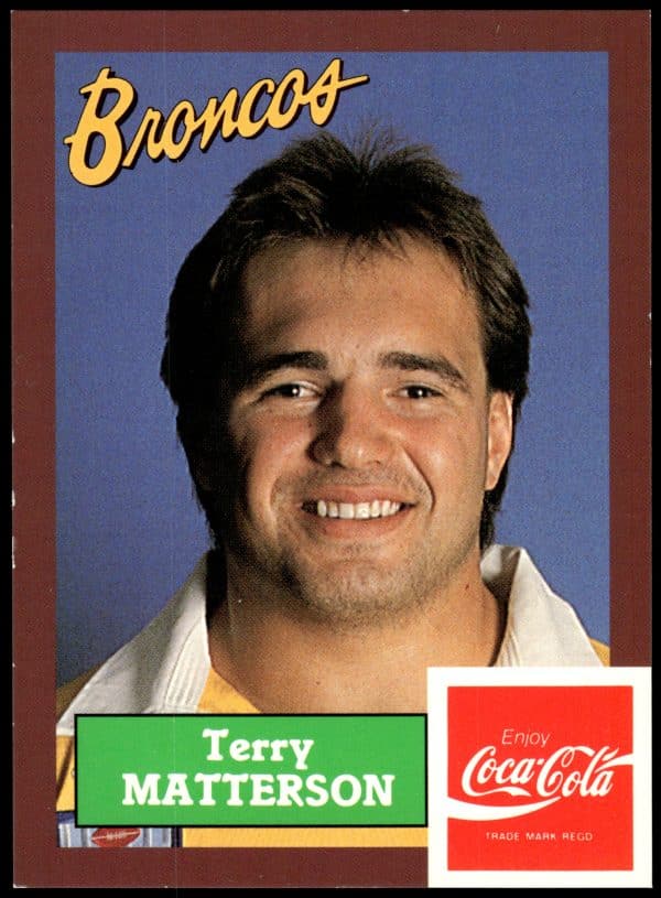 1989 Coca-Cola Promotional Card - Card 09 Terry Matterson Brisbane Broncos
