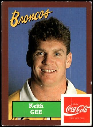 1989 Coca-Cola Promotional Card - Card 12 Keith Gee Brisbane Broncos