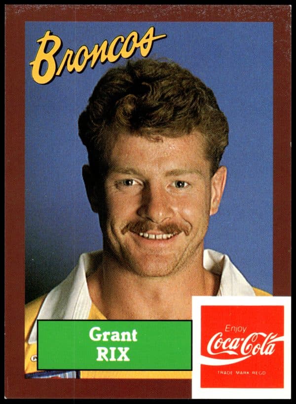 1989 Coca-Cola Promotional Card - Card 16 Grant Rix Brisbane Broncos