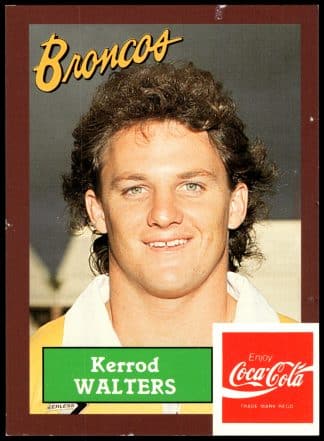 1989 Coca-Cola Promotional Card - Card 21 Kerrod Walters Brisbane Broncos