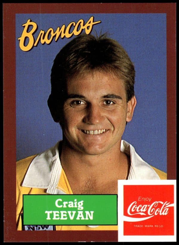 1989 Coca-Cola Promotional Card - Card 27 Craig Teevan Brisbane Broncos