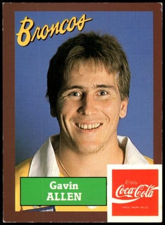 1989 Coca-Cola Promotional Card - Card 29 Gavin Allen Brisbane Broncos
