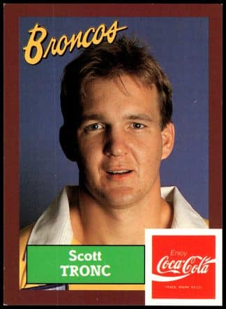 1989 Coca-Cola Promotional Card - Card 30 Scott Tronc Brisbane Broncos