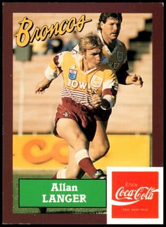 1989 Coca-Cola Promotional Card - Card 35 Allan Langer Brisbane Broncos