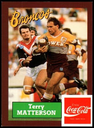 1989 Coca-Cola Promotional Card - Card 36 Terry Matterson Brisbane Broncos