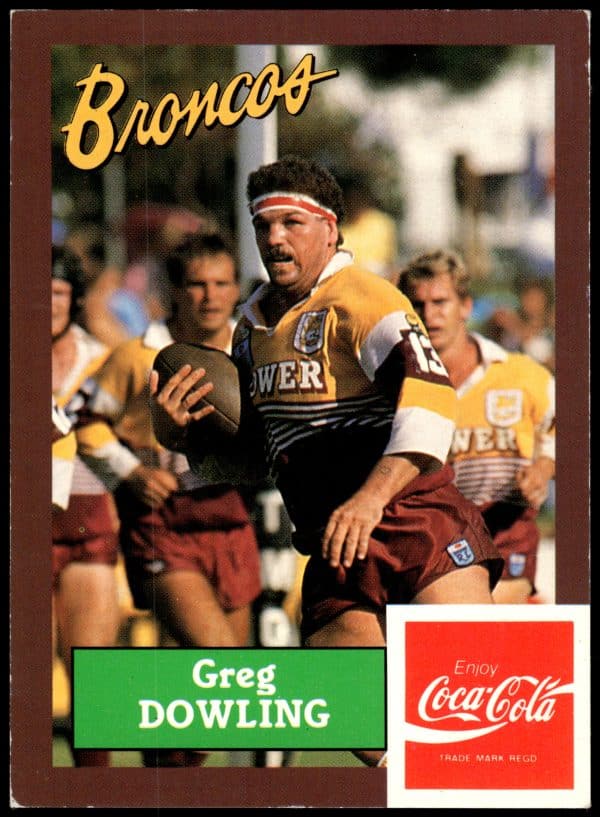 1989 Coca-Cola Promotional Card - Card 39 Greg Dowling Brisbane Broncos