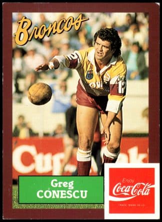 1989 Coca-Cola Promotional Card - Card 40 Greg Conescu Brisbane Broncos