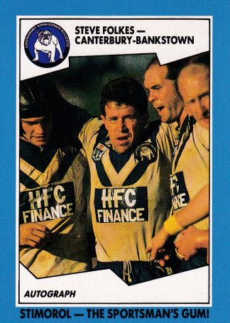 1989 Scanlens Common Card - Base 006 Steve Folkes Canterbury Bulldogs