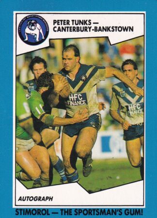 1989 Scanlens Common Card - Base 007 Peter Tunks Canterbury Bulldogs