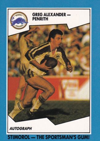 1989 Scanlens Common Card - Base 052 Greg Alexander Penrith Panthers