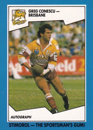 1989 Scanlens Common Card - Base 068 Greg Conescu Brisbane Broncos