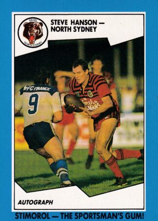 1989 Scanlens Common Card - Base 087 Steve Hanson North Sydney Bears