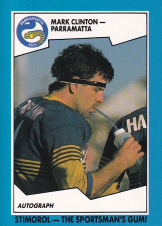 1989 Scanlens Common Card - Base 107 Mark Clinton Parramatta Eels