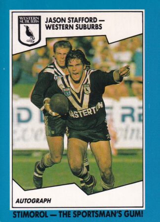 1989 Scanlens Common Card - Base 145 Jason Stafford Western Suburbs Magpies