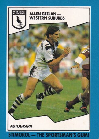 1989 Scanlens Common Card - Base 148 Allen Geelan Western Suburbs Magpies