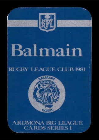 1981 Ardmona Balmain Tigers