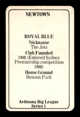 1981 Ardmona NSW Rugby League Club Cards - 01 Newtown Jets Club History