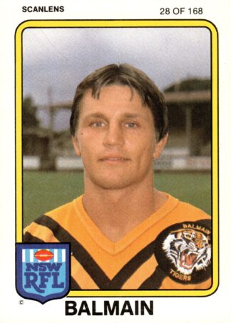 1981 Scanlens Common Card - Base 028 Wayne Pearce Balmain Tigers