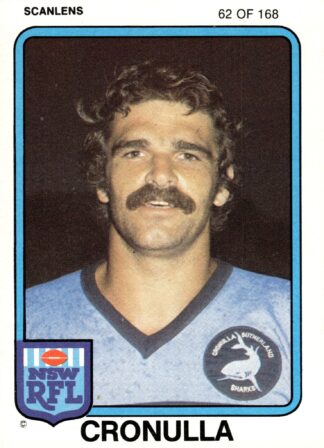 1981 Scanlens Common Card - Base 062 Rex Williams Cronulla Sharks