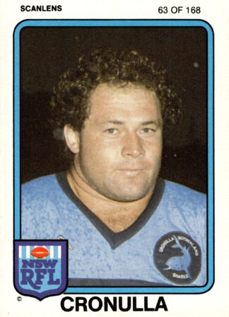 1981 Scanlens Common Card - Base 063 Dane Sorensen Cronulla Sharks