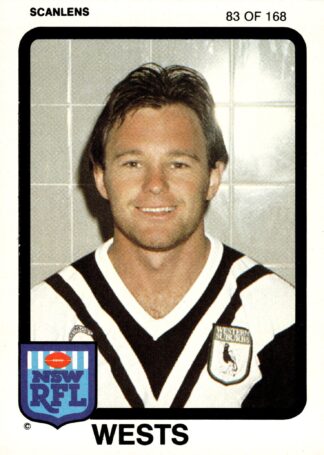 1981 Scanlens Common Card - Base 083 Alan Latham Western Suburbs Magpies