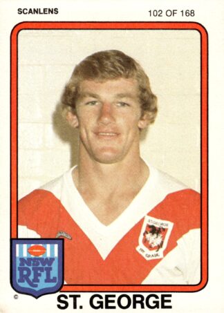 1981 Scanlens Common Card - Base 102 Grahame Buckley St George Dragons