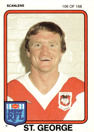 1981 Scanlens Common Card - Base 106 John Dowling St George Dragons