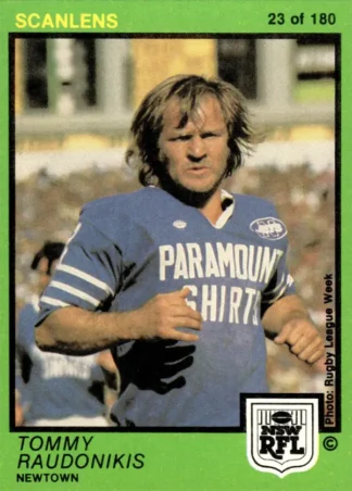 1982 Scanlens Common Card - Base 023 Tom Raudonikis Newtown Jets