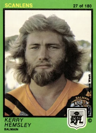 1982 Scanlens Common Card - Base 027 Kerry Hemsley Balmain Tigers