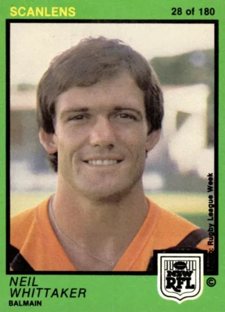 1982 Scanlens Common Card - Base 028 Neil Whittaker Balmain Tigers