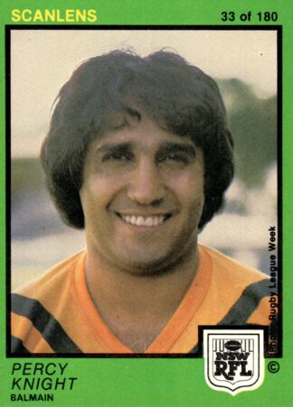 1982 Scanlens Common Card - Base 033 Percy Knight Balmain Tigers