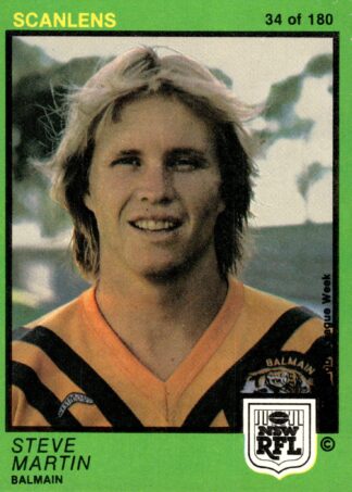 1982 Scanlens Common Card - Base 034 Steve Martin Balmain Tigers