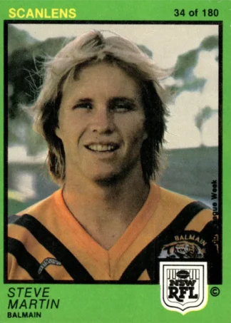 1982 Scanlens Common Card - Base 034 Steve Martin Balmain Tigers