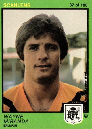 1982 Scanlens Common Card - Base 037 Wayne Miranda Balmain Tigers
