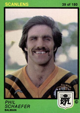 1982 Scanlens Common Card - Base 039 Phil Schaefer Balmain Tigers