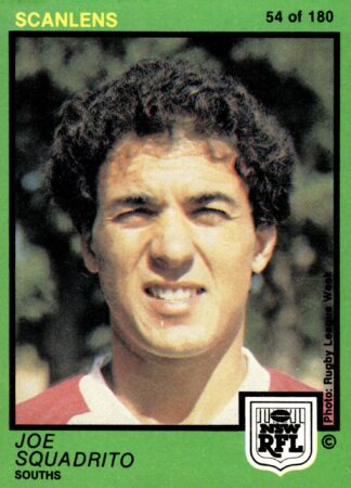 1982 Scanlens Common Card - Base 054 Joe Squadrito South Sydney Rabbitohs