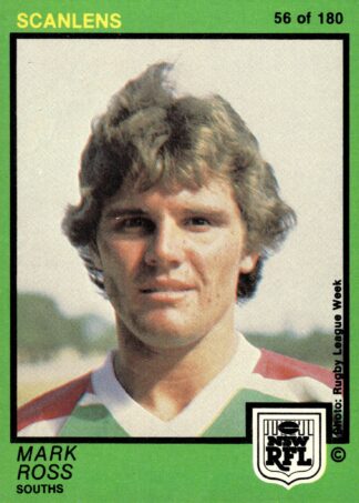 1982 Scanlens Common Card - Base 056 Mark Ross South Sydney Rabbitohs