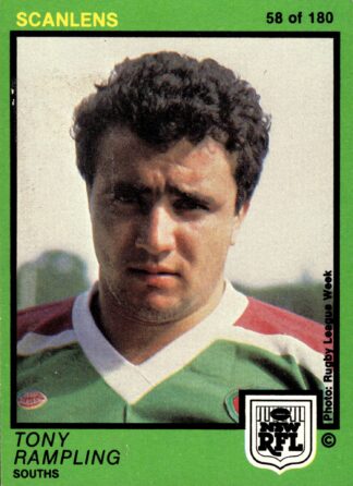 1982 Scanlens Common Card - Base 058 Tony Rampling South Sydney Rabbitohs