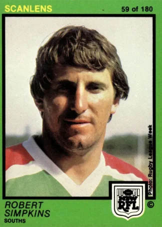 1982 Scanlens Common Card - Base 059 Robert Simpkins South Sydney Rabbitohs