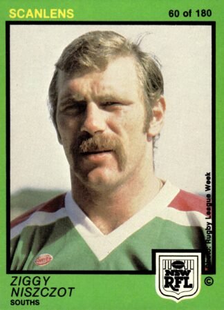 1982 Scanlens Common Card - Base 060 Ziggy Niszczot South Sydney Rabbitohs