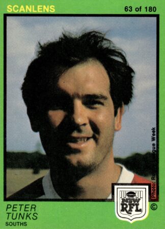 1982 Scanlens Common Card - Base 063 Peter Tunks South Sydney Rabbitohs