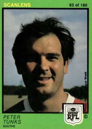 1982 Scanlens Common Card - Base 063 Peter Tunks South Sydney Rabbitohs