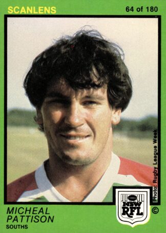 1982 Scanlens Common Card - Base 064 Michael Pattison South Sydney Rabbitohs