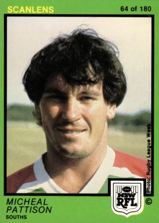 1982 Scanlens Common Card - Base 064 Michael Pattison South Sydney Rabbitohs