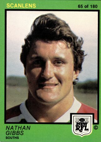 1982 Scanlens Common Card - Base 065 Nathan Gibbs South Sydney Rabbitohs