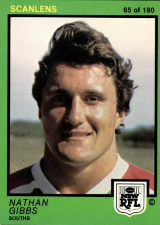 1982 Scanlens Common Card - Base 065 Nathan Gibbs South Sydney Rabbitohs